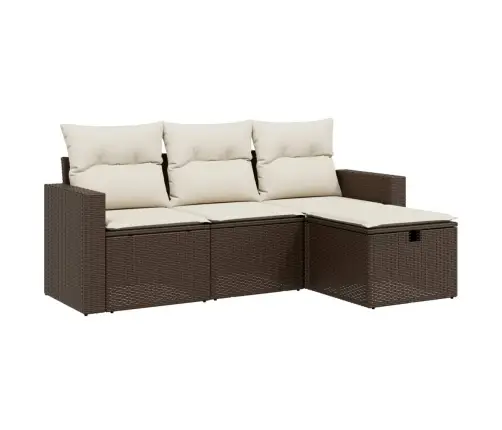 4-Daļīgs Dārza Dīvānu Komplekts, Matrači, Brūna Pe Rotangpalma Vidaxl