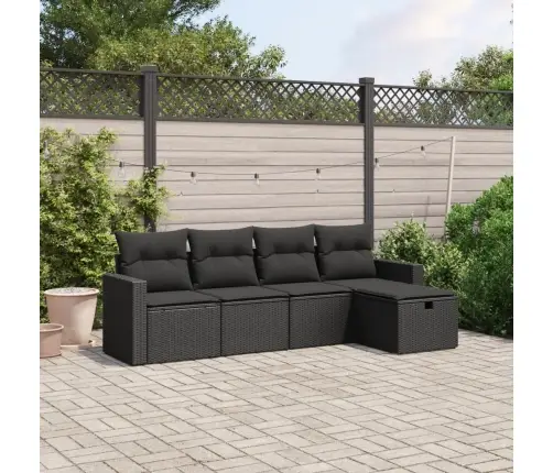 Sodo Komplektas Su Pagalvėlėmis, 5 Dalių, Juodas, Poliratanas