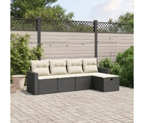 5-Daļīgs Dārza Dīvāna Komplekts Ar Matračiem, Pe Rotangpalma Vidaxl