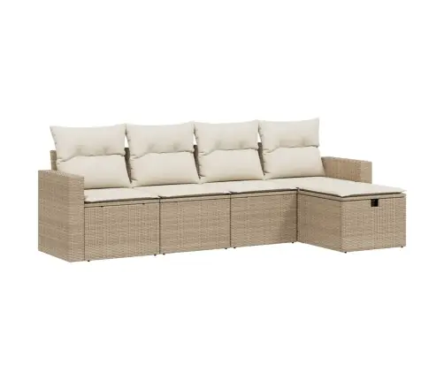 5-Daļīgs Dārza Dīvāna Komplekts, Matrači, Bēša Pe Rotangpalma Vidaxl