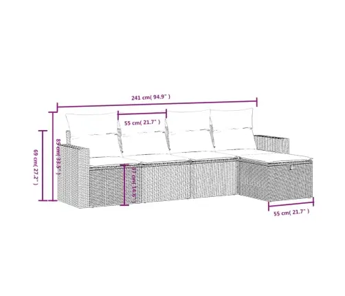 Sofos Komplektas Su Pagalvėlėmis, 5 Dalių, Smėlio, Poliratanas