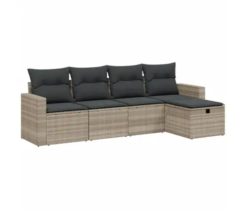 Sofos Komplektas Su Pagalvėlėmis, 5 Dalių, Pilkas, Poliratanas