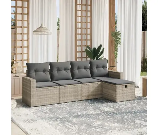 Sofos Komplektas Su Pagalvėlėmis, 5 Dalių, Pilkas, Poliratanas