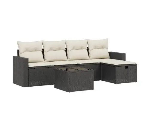 6-Daļīgs Dārza Dīvāna Komplekts, Matrači, Melna Pe Rotanpalma Vidaxl