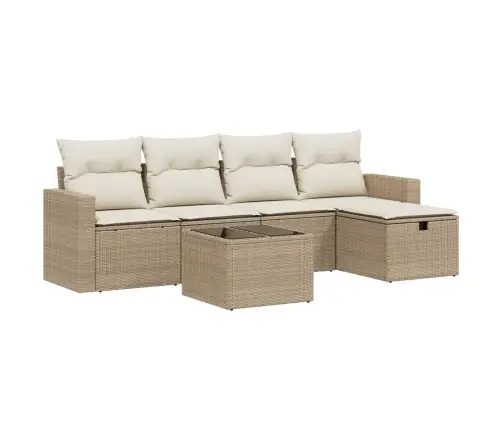 6-Daļīgs Dārza Dīvāna Komplekts, Matrači, Bēša Pe Rotangpalma Vidaxl