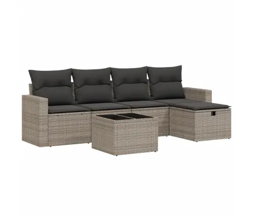 6-Daļīgs Dārza Dīvāna Komplekts Ar Matračiem, Pelēks Pe Pinums Vidaxl