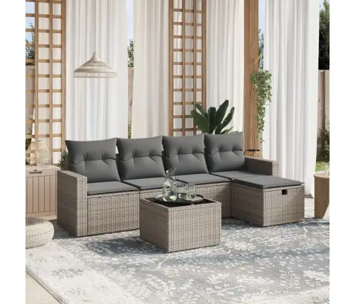 6-Daļīgs Dārza Dīvāna Komplekts Ar Matračiem, Pelēks Pe Pinums Vidaxl