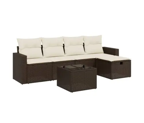 6-Osaline Aiamööblikomplekt Patjadega, Pruun, Polürotang