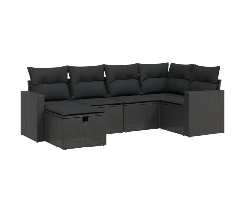 Sofos Komplektas Su Pagalvėlėmis, 6 Dalių, Juodas, Poliratanas