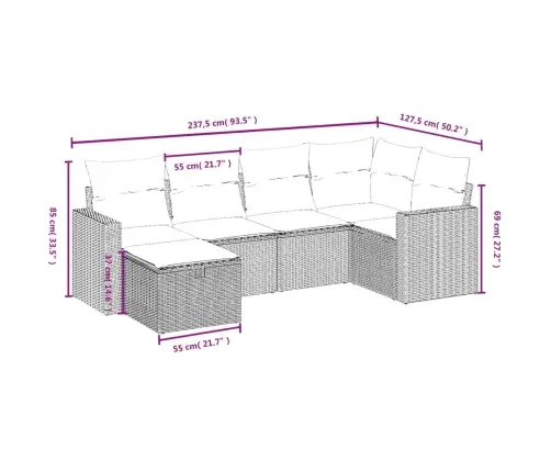 6-Osaline Aiadiivani Komplekt Patjadega, Must, Polürotang