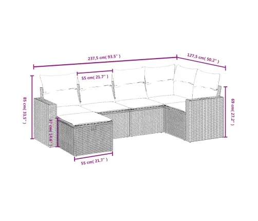 Sofos Komplektas Su Pagalvėlėmis, 6 Dalių, Smėlio, Poliratanas