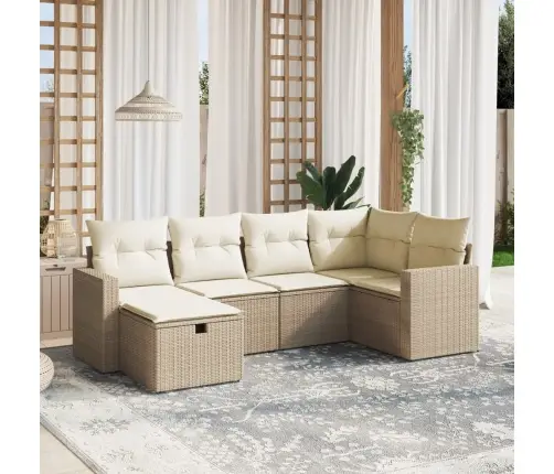 Sofos Komplektas Su Pagalvėlėmis, 6 Dalių, Smėlio, Poliratanas