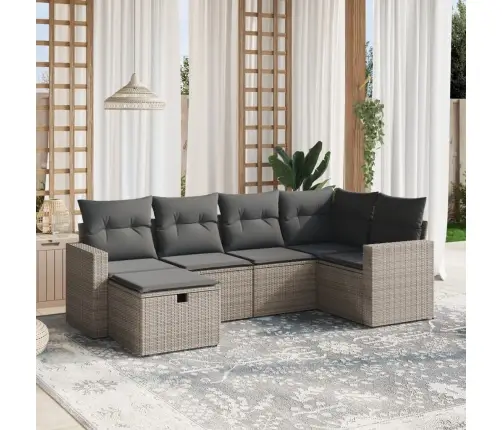 Sofos Komplektas Su Pagalvėlėmis, 6 Dalių, Pilkas, Poliratanas