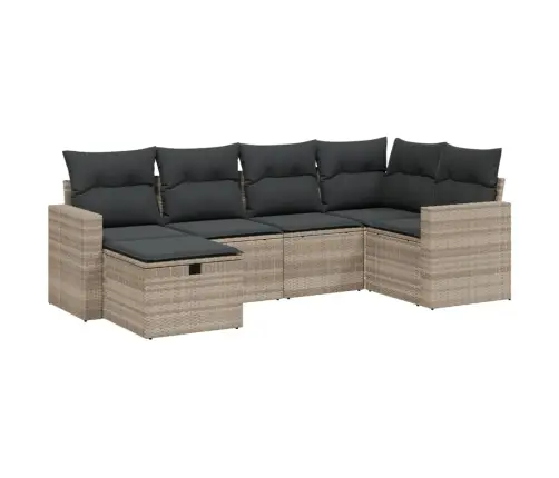 6-Daļīgs Dārza Dīvānu Komplekts,Matrači, Gaiši Pelēka Pe Pinums Vidaxl