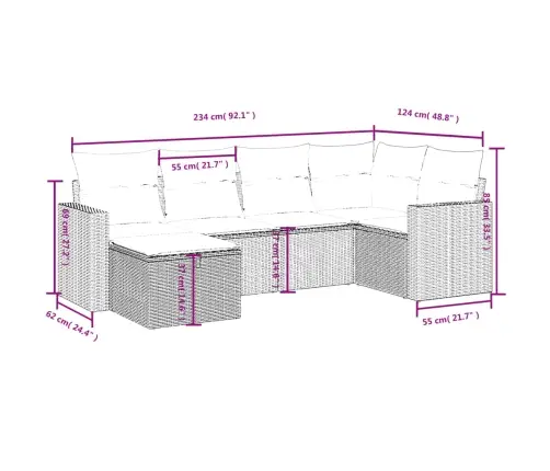 6-Daļīgs Dārza Dīvānu Komplekts,Matrači, Gaiši Pelēka Pe Pinums Vidaxl