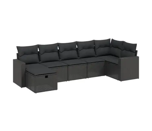 7-Daļīgs Dārza Dīvāna Komplekts Ar Matračiem, Melna Pe Vidaxl