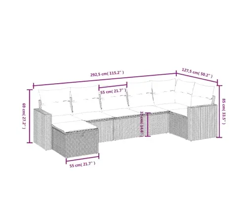 7-Daļīgs Dārza Dīvāna Komplekts Ar Matračiem, Melna Pe Vidaxl