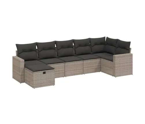 7-Daļīgs Dārza Dīvāna Komplekts, Matrači, Pelēka Pe Rotangpalma Vidaxl