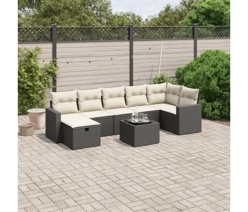 8-Daļīgs Dārza Dīvāna Komplekts, Matrači, Melna Pe Rotangpalma Vidaxl