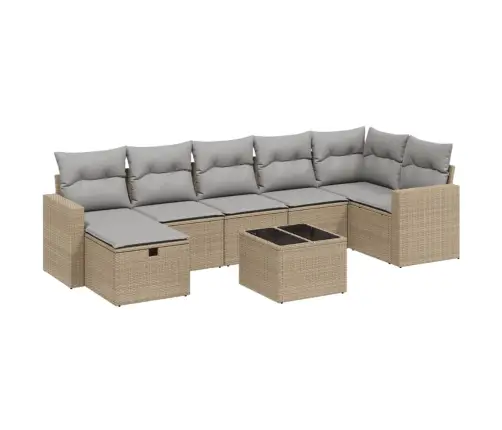 Sofos Komplektas Su Pagalvėlėmis, 8 Dalių, Smėlio, Poliratanas