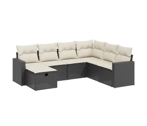 7-Daļīgs Dārza Dīvāna Komplekts Ar Matračiem, Melna Pe Vidaxl