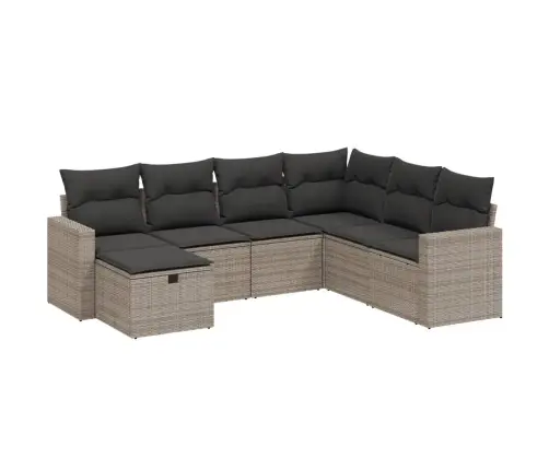 Sofos Komplektas Su Pagalvėlėmis, 7 Dalių, Pilkas, Poliratanas