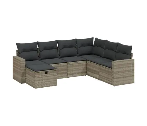 7-Osaline Aiamööblikomplekt Patjadega, Helehall, Polürotang