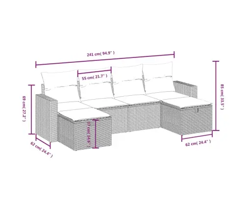 6-Daļīgs Dārza Dīvāna Komplekts, Matrači, Bēša Pe Rotangpalma Vidaxl 6-Daļīgs Dārza Dīvāna Komplekts, Matrači, Bēša Pe Rotangpalma Vidaxl