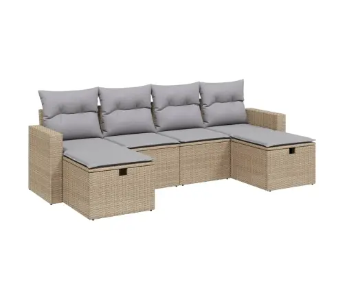 Sofos Komplektas Su Pagalvėlėmis, 6 Dalių, Smėlio, Poliratanas