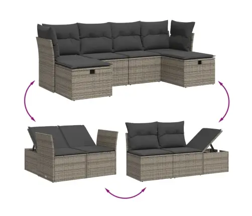 6-Osaline Aiadiivani Komplekt Patjadega, Hall, Polürotang