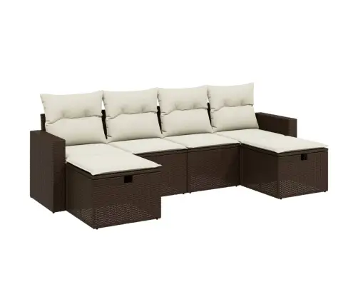 Sofos Komplektas Su Pagalvėlėmis, 6 Dalių, Rudas, Poliratanas