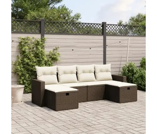 Sofos Komplektas Su Pagalvėlėmis, 6 Dalių, Rudas, Poliratanas