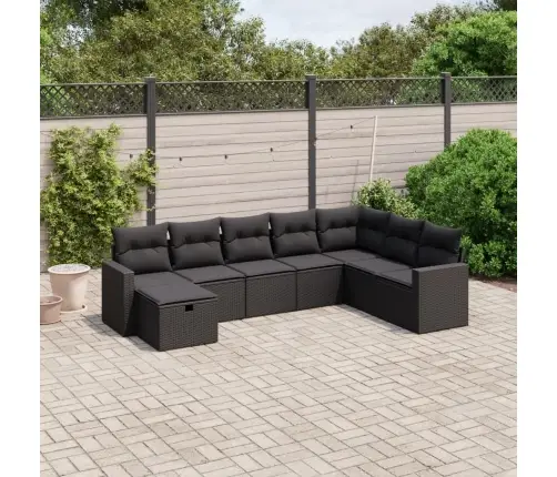 8-Daļīgs Dārza Dīvāna Komplekts, Matrači, Melna Pe Rotangpalma Vidaxl