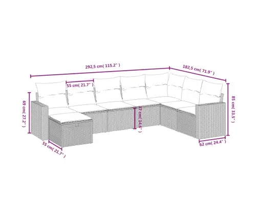 8-Daļīgs Dārza Dīvāna Komplekts, Matrači, Melna Pe Rotangpalma Vidaxl