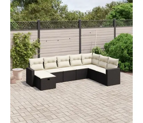 8-Daļīgs Dārza Dīvāna Komplekts, Matrači, Melna Pe Rotangpalma Vidaxl