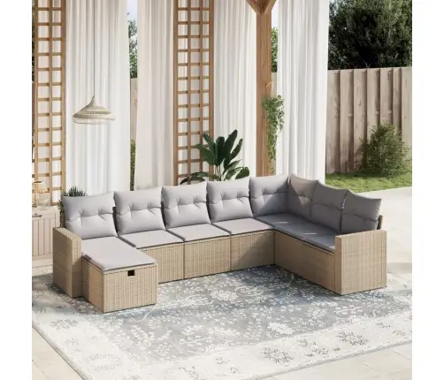 8-Osaline Aiadiivani Komplekt Patjadega, Beež, Polürotang