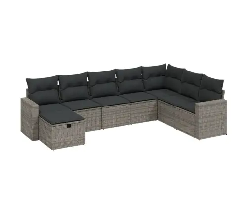 8-Daļīgs Dārza Dīvāna Komplekts Ar Matračiem, Pelēks Pe Pinums Vidaxl