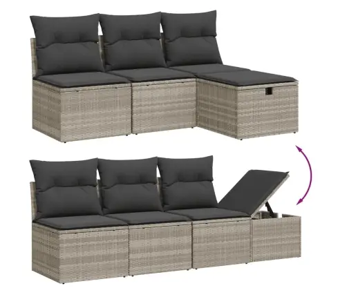 8-Osaline Aiadiivani Komplekt Patjadega, Helehall, Polürotang