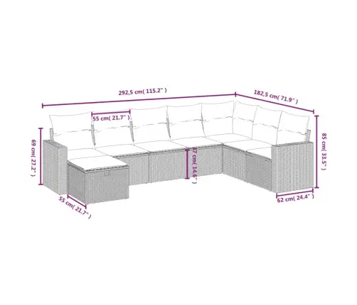 Sodo Komplektas Su Pagalvėlėmis, 8 Dalių, Rudas, Poliratanas Sodo Komplektas Su Pagalvėlėmis, 8 Dalių, Rudas, Poliratanas