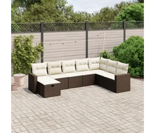 Sodo Komplektas Su Pagalvėlėmis, 8 Dalių, Rudas, Poliratanas Sodo Komplektas Su Pagalvėlėmis, 8 Dalių, Rudas, Poliratanas