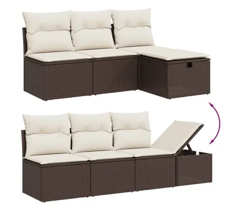 9-Daļīgs Dārza Dīvāna Komplekts, Matrači, Brūna Pe Rotangpalma Vidaxl