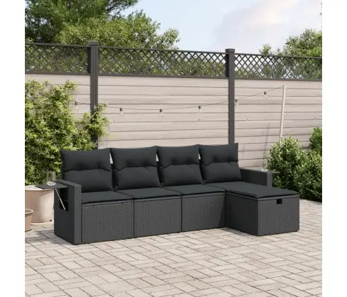 5-Daļīgs Dārza Dīvāna Komplekts Ar Matračiem, Pe Rotangpalma Vidaxl