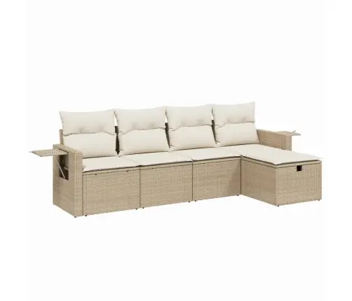 5-Daļīgs Dārza Dīvāna Komplekts, Matrači, Bēša Pe Rotangpalma Vidaxl