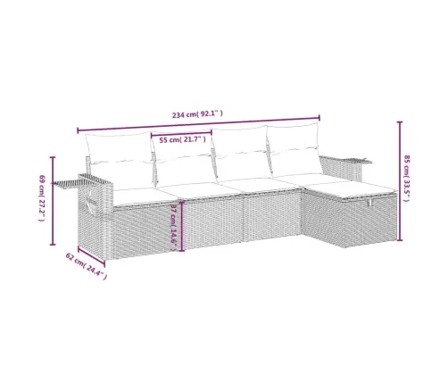 Sofos Komplektas Su Pagalvėlėmis, 5 Dalių, Pilkas, Poliratanas