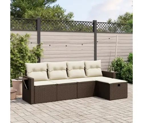 5-Osaline Aiamööblikomplekt Patjadega, Pruun, Polürotang