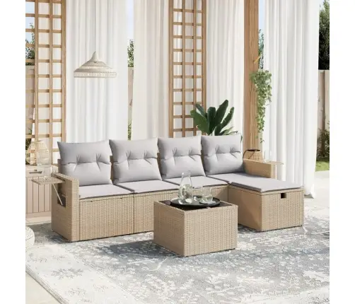 6-Osaline Aiadiivani Komplekt Patjadega, Beež, Polürotang