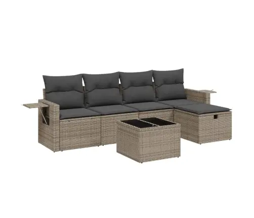 6-Daļīgs Dārza Dīvāna Komplekts Ar Matračiem, Pelēks Pe Pinums Vidaxl