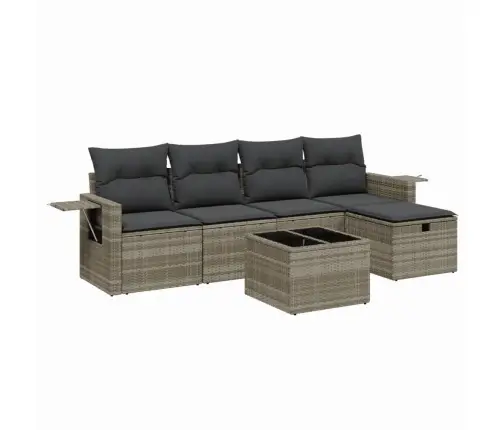 6-Daļīgs Dārza Dīvānu Komplekts,Matrači, Gaiši Pelēka Pe Pinums Vidaxl