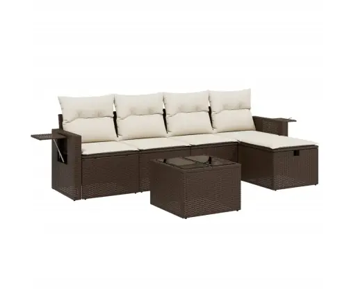 6-Daļīgs Dārza Dīvānu Komplekts, Matrači, Brūna Pe Rotangpalma Vidaxl