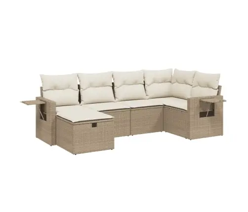 6-Daļīgs Dārza Dīvāna Komplekts, Matrači, Bēša Pe Rotangpalma Vidaxl